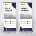 Roll up banner design template, vertical, abstract background, pull up design, modern x-banner, rectangle size.