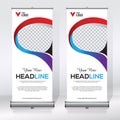 Roll up banner design template, vertical, abstract background, pull up design, modern x-banner, rectangle size.
