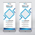 Roll up banner design template, vertical, abstract background, pull up design, modern x-banner, rectangle size.