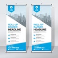 Roll up banner design template, vertical, abstract background, pull up design, modern x-banner, rectangle size.