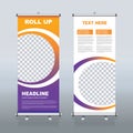 Roll up banner design template, vertical, abstract background, pull up design, modern x-banner, rectangle size.