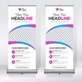 Roll up banner design template, vertical, abstract background, pull up design, modern x-banner, rectangle size. Royalty Free Stock Photo