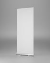 Roll Up mockup stand half view. Isolated gray background. 3d rendering