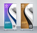 Roll up standee banner design in wavy style Royalty Free Stock Photo