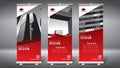 Roll-up template, design 85x200 cm - modern office buildings, skyscrapers Royalty Free Stock Photo