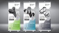 Roll-up template, design 85x200 cm - modern office buildings, skyscrapers Royalty Free Stock Photo