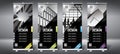 Roll-up templates 85x200 cm - modern office buildings, skyscrapers Royalty Free Stock Photo