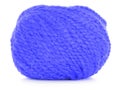 Roll of wool, blue twine on white background