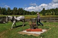 Horse power provides the energy to operate an old corn sheller Royalty Free Stock Photo