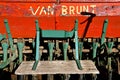 An old antique Van Brunt seed drill