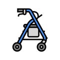 rollator adult walker color icon vector illustration