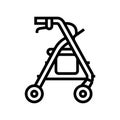 rollator adult walker line icon vector illustration