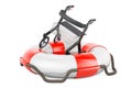 Rollator for elderly inside lifebelt, 3D rendering Royalty Free Stock Photo