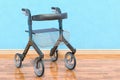 Rollator for elderly in room near wall, 3D Royalty Free Stock Photo