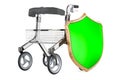 Rollator for elderly with shield, 3D rendering Royalty Free Stock Photo