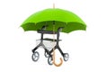 Rollator for elderly under umbrella, 3D rendering Royalty Free Stock Photo