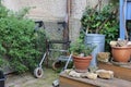 rollator of a senior lady on an old cottage entrance area Royalty Free Stock Photo