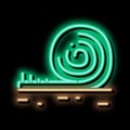 rolled artificial turf neon glow icon illustration