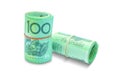 Rolled Australian banknotes isolated on white background with clipping path. I Royalty Free Stock Photo