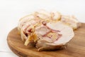 Rolled Baked Chicken Meat With Cheese And Ham