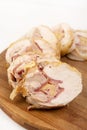 Rolled Baked Chicken Meat With Cheese And Ham