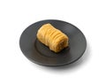 Rolled Baklava Isolated, Ramadan Dessert Roll on Restaurant Plate, Eastern Sweet Pastries