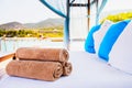 Rolled beach towels. Luxury SPA resort.