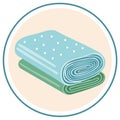 Rolled Blue Polka Dot Fabric and Green Textile Stack Vector Illustration Royalty Free Stock Photo