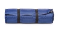 Rolled blue self-inflating foam camping mattress