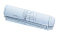 Rolled blueprint isolated on white background Royalty Free Stock Photo