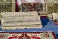 Rolled carpets on pile Royalty Free Stock Photo