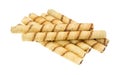 Rolled Chocolate Wafers On White Background