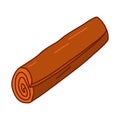 Rolled cinnamon stick spice, aromatic condiment for food and drinks, doodle style flat vector