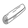 Rolled cinnamon stick spice, doodle style flat vector outline for coloring book