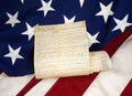 Rolled Constitution on American Flag Royalty Free Stock Photo