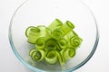 Rolled cucumber slices in glass bowl Royalty Free Stock Photo