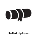 Rolled diploma icon vector isolated on white background, logo co Royalty Free Stock Photo