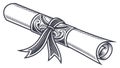 Rolled Diploma Scroll for Graduation or Achievement, vector design Generative AI Royalty Free Stock Photo