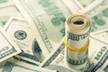Rolled $100 dollar bills Royalty Free Stock Photo
