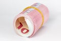 Rolled euro banknotes over white background Royalty Free Stock Photo