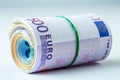 Rolled euro banknotes several thousand.Free space for your economic information Royalty Free Stock Photo