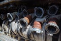 Rolled fire hoses in firetruck Royalty Free Stock Photo