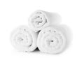 Rolled fresh clean towels on white background Royalty Free Stock Photo