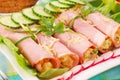 Rolled ham stuffed with salad Royalty Free Stock Photo