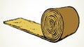 Rolled straw roll. Vector drawing Royalty Free Stock Photo