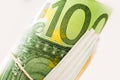 Rolled Hundred Euros Bills
