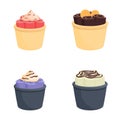 Rolled icecream icons set cartoon vector. Delicious rolled ice cream in cup Royalty Free Stock Photo