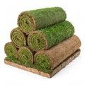 Rolled lawn big stack PNG isolated on white background Royalty Free Stock Photo