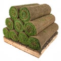 Rolled lawn big stack PNG isolated on white background Royalty Free Stock Photo
