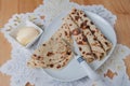 Rolled lefse served on a plate